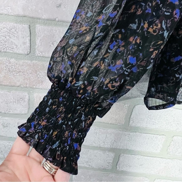 Evereve Petra Floral Print Long Sleeve Blouse in Plummulti Size XS - Picture 9 of 11